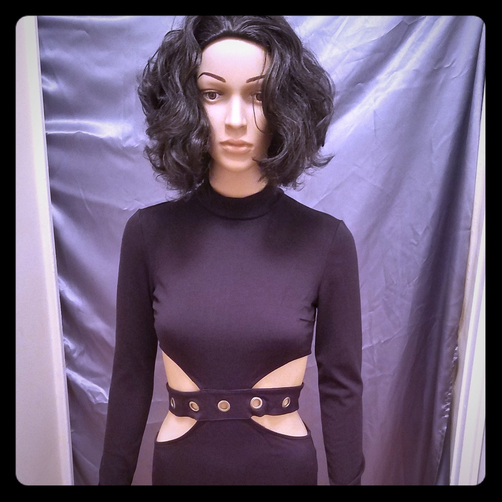 Black side cut out dress